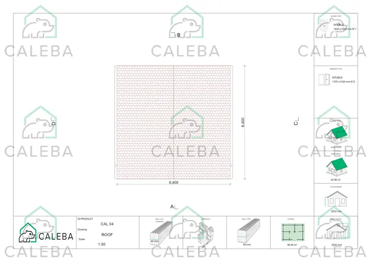 Casa in legno LELLA 36 m², pianta copertura