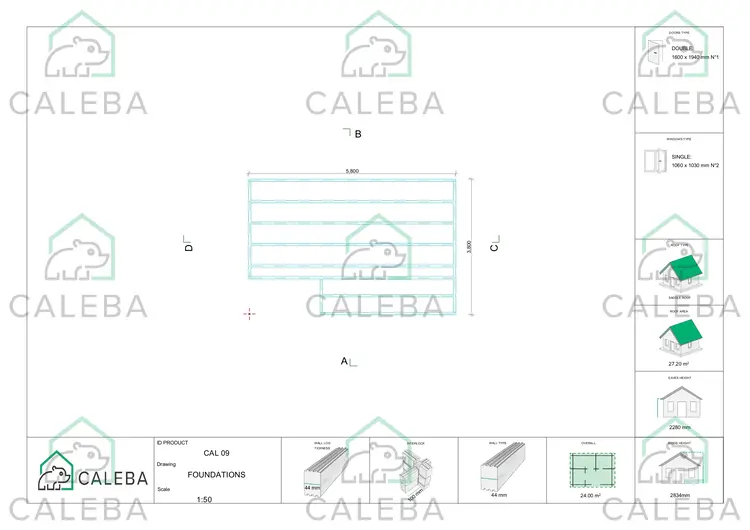 Casetta da giardino SONIA 24 m², piano fondazione