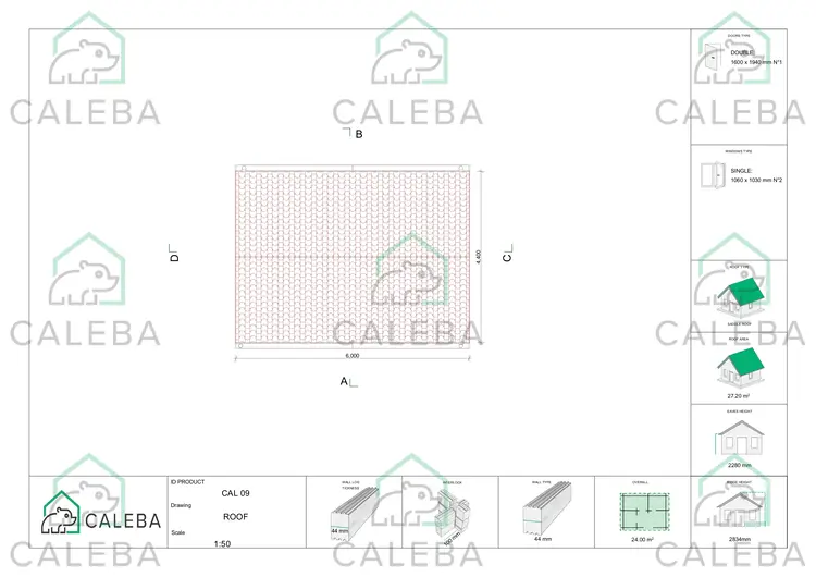 Casetta da giardino SONIA 24 m², pianta copertura