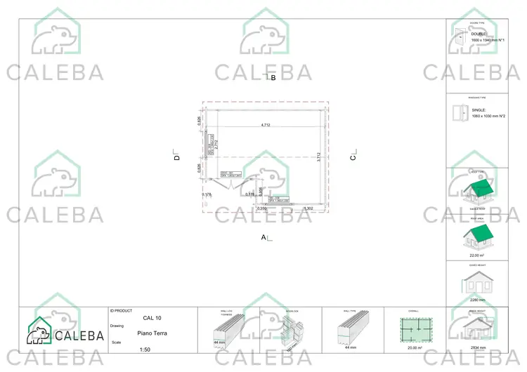 Casetta da giardino SONIA 20 m², planimetria