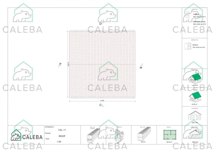 Casa di legno IRMA 36 m², pianta copertura