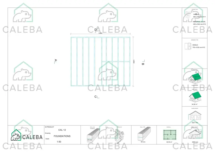 Casa in legno da giardino IRMA 30 m², piano fondazione