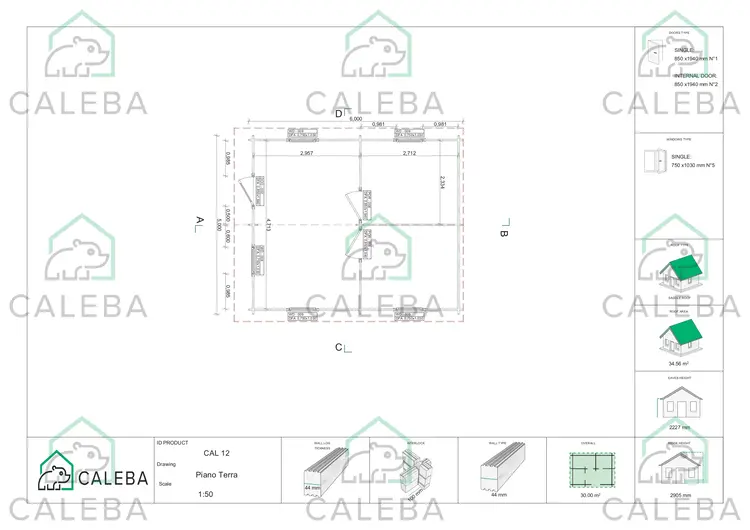 Casa in legno da giardino IRMA 30 m², planimetria