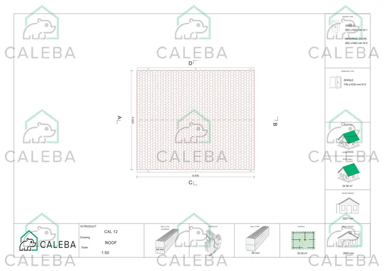 Casa in legno da giardino IRMA 30 m², pianta copertura