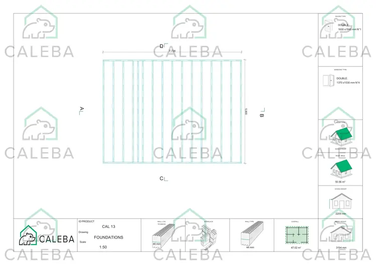 Casa in legno PERLA 36 m², piano fondazione