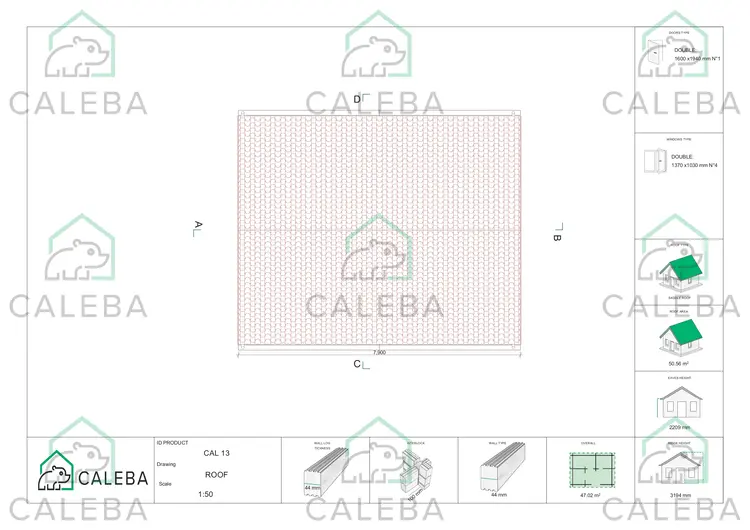 Casa in legno PERLA 36 m², pianta copertura