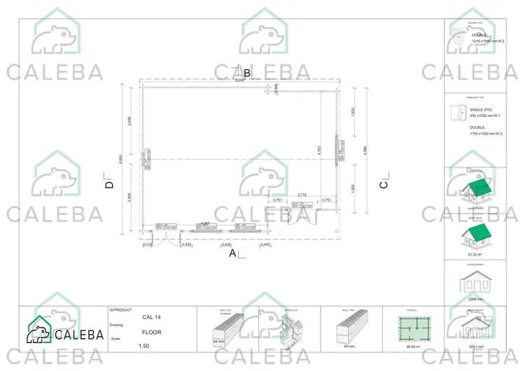 Casa di legno ADELE 48 m², planimetria