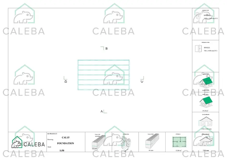 Casa in legno da giardino AZZURRA 15 m², piano fondazione