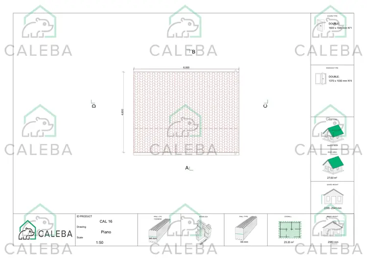 Casetta da giardino CAMILLA 25.2 m², pianta copertura