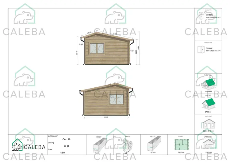 Casetta da giardino CAMILLA 25.2 m², lato C/D