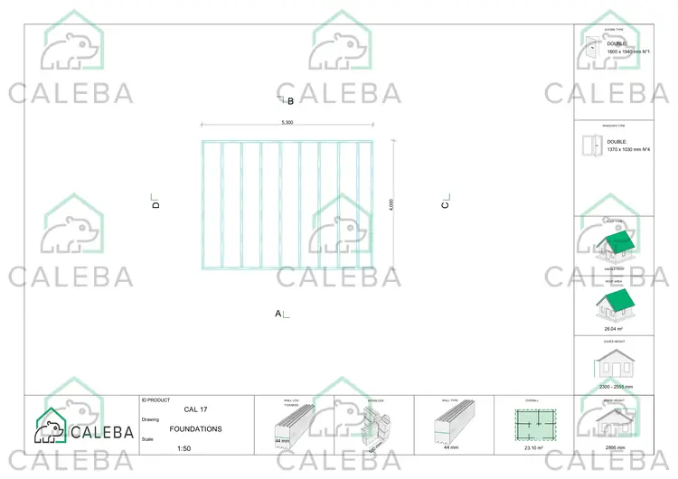 Casetta in legno CAMILLA 23 m², piano fondazione