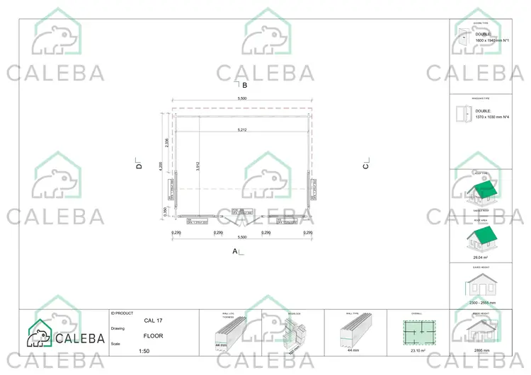 Casetta in legno CAMILLA 23 m², planimetria