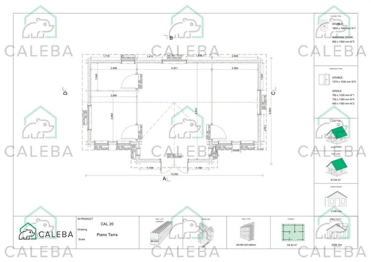 Casa coibentata in legno NOEMI 60 m², planimetria