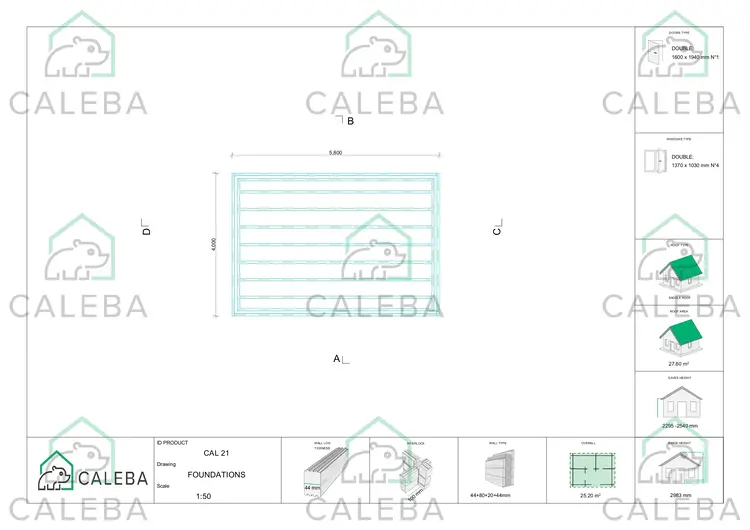 Case coibentata CAMILLA 25 m², piano fondazione