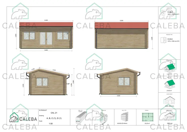 Case coibentata CAMILLA 25 m², lato A/B/C/D
