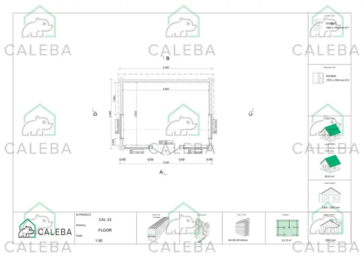 Casa coibentata di legno CAMILLA 23.1 m², planimetria