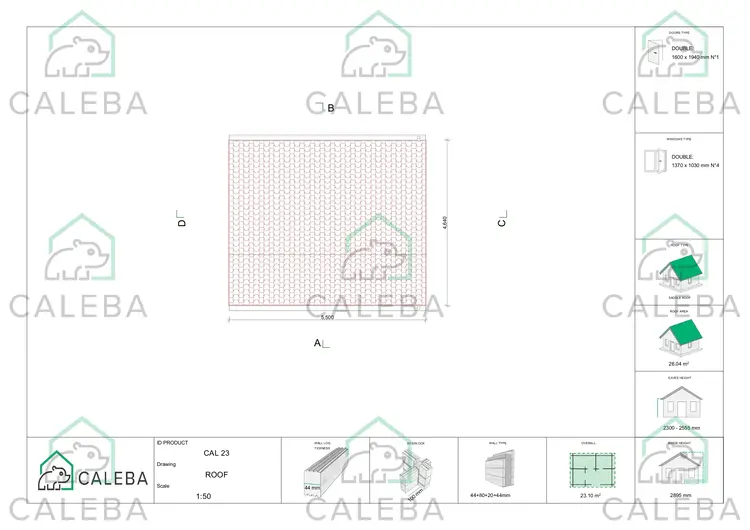 Casa coibentata di legno CAMILLA 23.1 m², pianta copertura