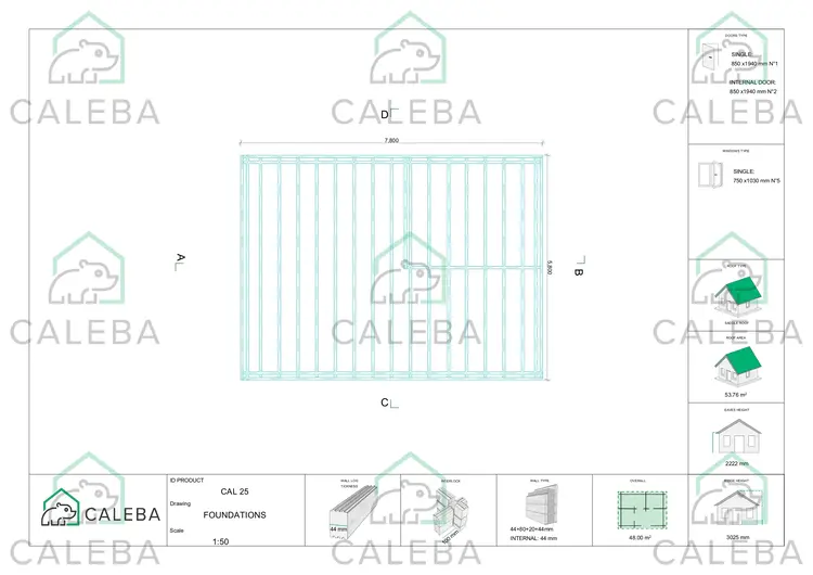 Casa coibentata DALIA 48 m², piano fondazione