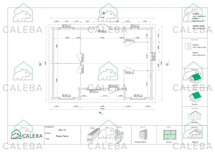 Casa coibentata in legno GIADA 72 m², planimetria