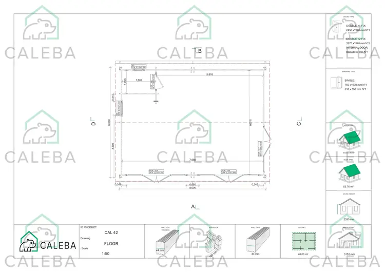 Casa di legno AUGUSTA 48 m², planimetria