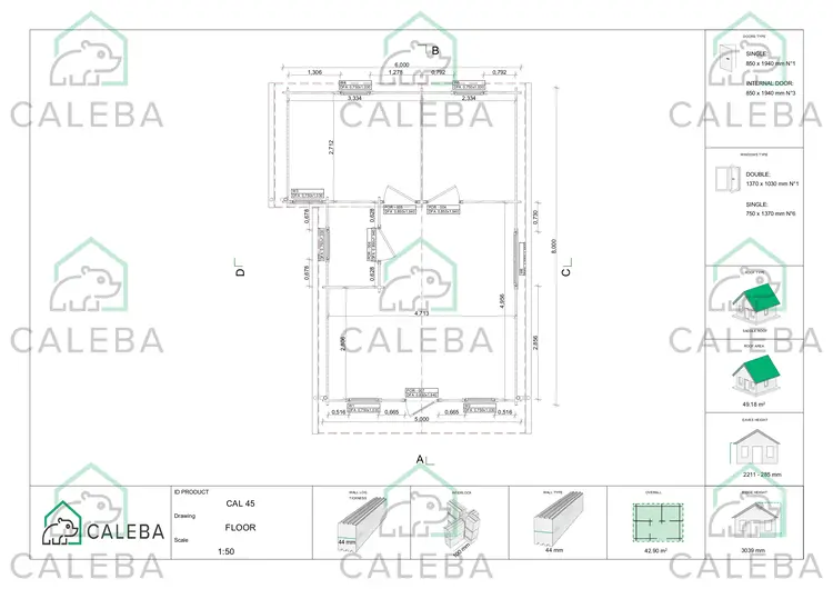 Casa di legno LARA 48 m², planimetria