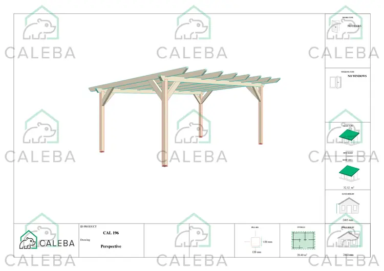 Pompeiana di legno 20.40 m², lato A