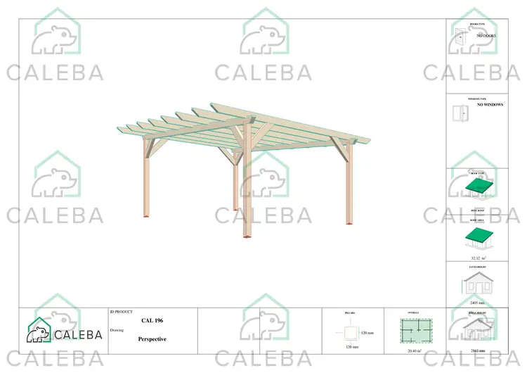 Pompeiana di legno 20.40 m², lati A/C