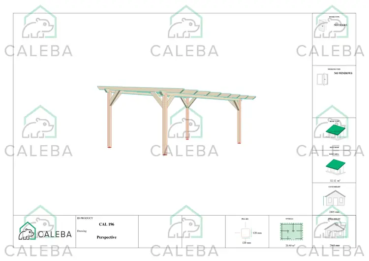 Pompeiana di legno 20.40 m², lati A/D