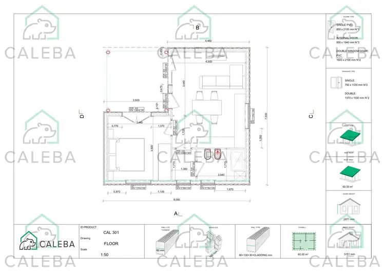 Casa coibentata LUCIA 60 m², planimetria