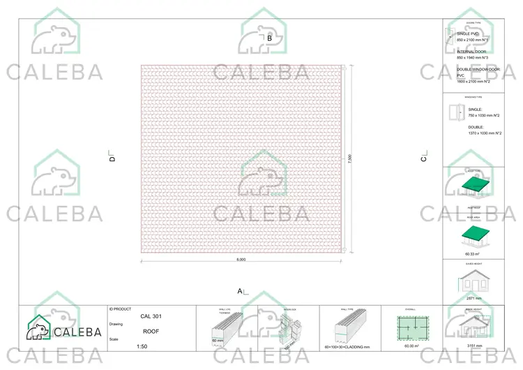 Casa coibentata LUCIA 60 m², pianta copertura