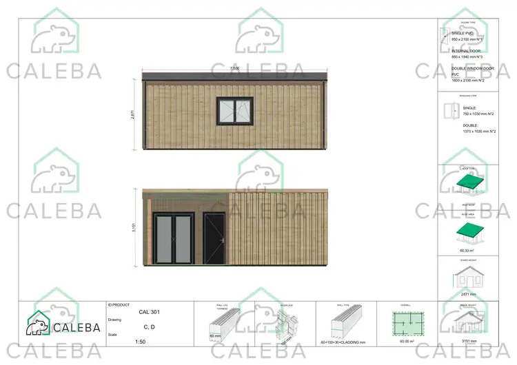 Casa coibentata LUCIA 60 m², lati C/D