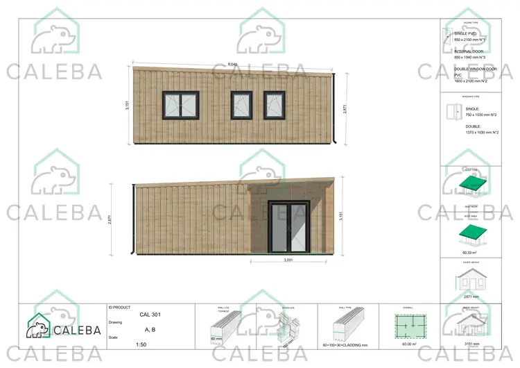 Casa coibentata LUCIA 60 m², lati A/B