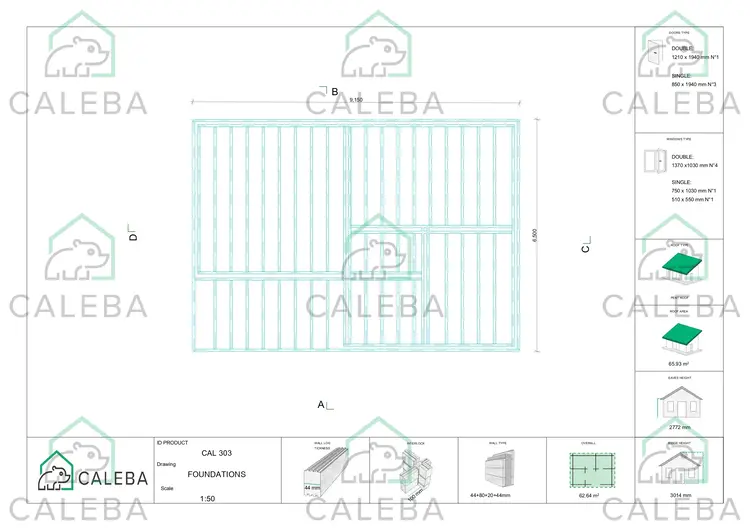 Casa coibentata con patio MILENA 62.64 m², piano fondazione