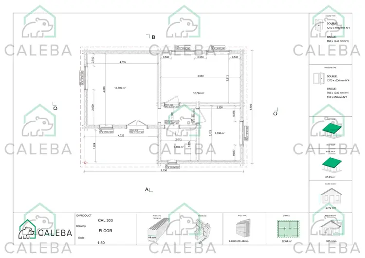 Casa coibentata con patio MILENA 62.64 m², planimetria