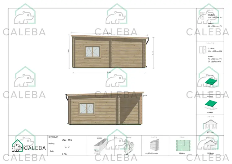 Casa coibentata con patio MILENA 62.64 m², lati C/D
