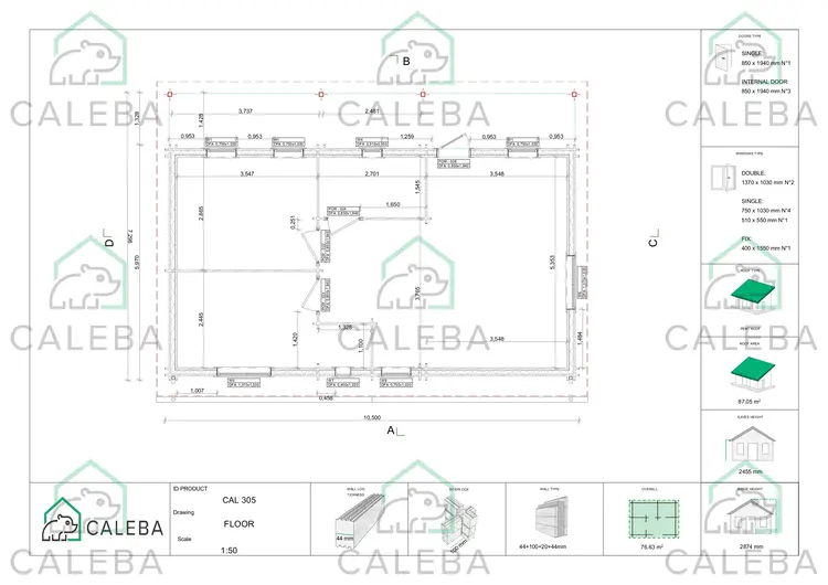 Casa in legno coibentata con ottimo isolamento termico AGATA 76.63 m², planimetria