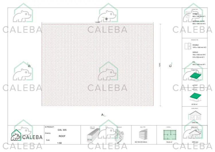 Casa in legno coibentata con ottimo isolamento termico AGATA 76.63 m², pianta copertura