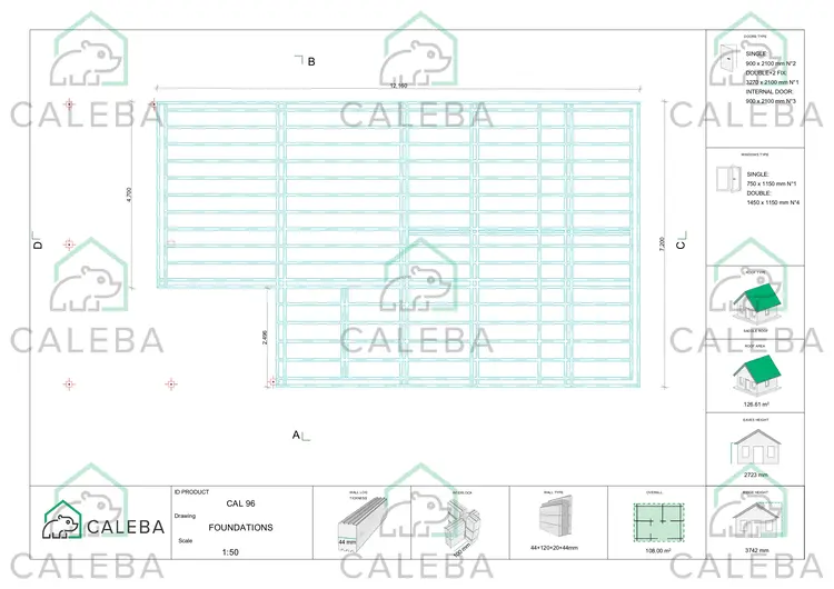 Casa di legno prefabbricata con 5 stanze EVA, piano fondazione