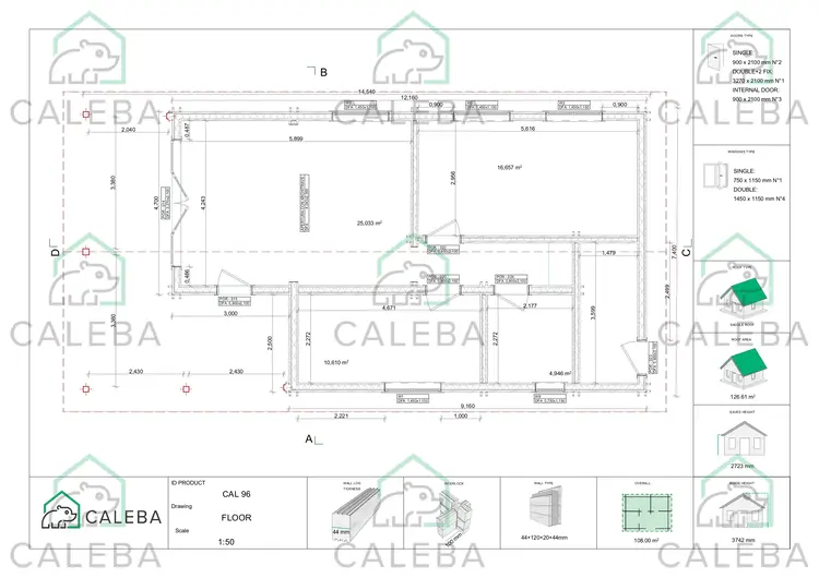 Casa di legno prefabbricata con 5 stanze EVA, planimetria