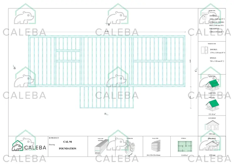 Casa abitabile con patio GINEVRA, piano fondazione