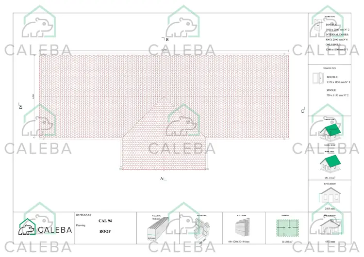 Casa abitabile con patio GINEVRA, pianta copertura