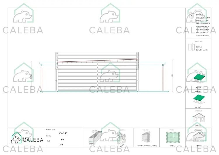 Casa prefabbricata con doppia veranda NAUSICAA, lato A