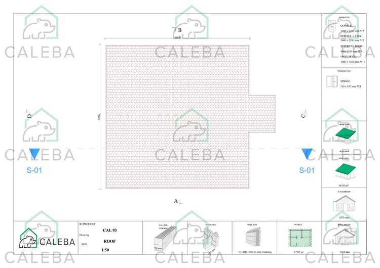 Casa prefabbricata con doppia veranda NAUSICAA, pianta copertura