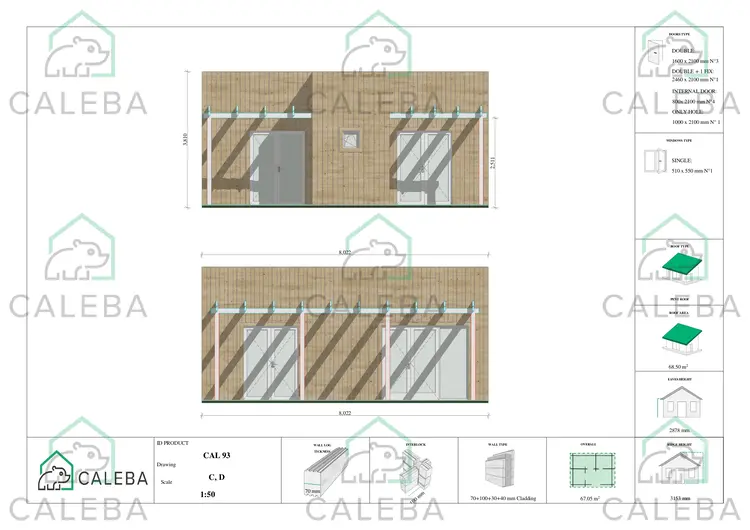 Casa prefabbricata con doppia veranda NAUSICAA, lati C/D