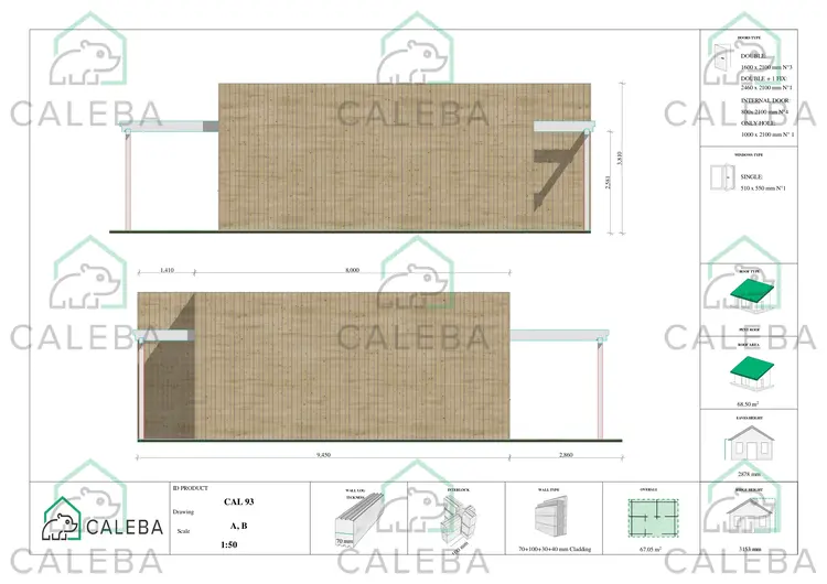 Casa prefabbricata con doppia veranda NAUSICAA, lati A/B