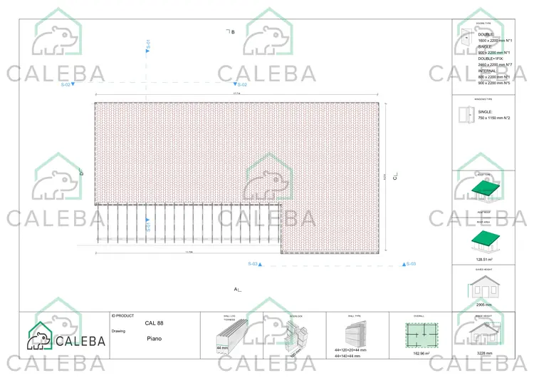 Casa abitabile con portico CELESTE, pianta copertura