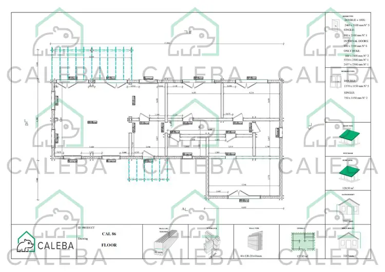 Casa prefabbricata in legno tetto piano CAMELIA, planimetria