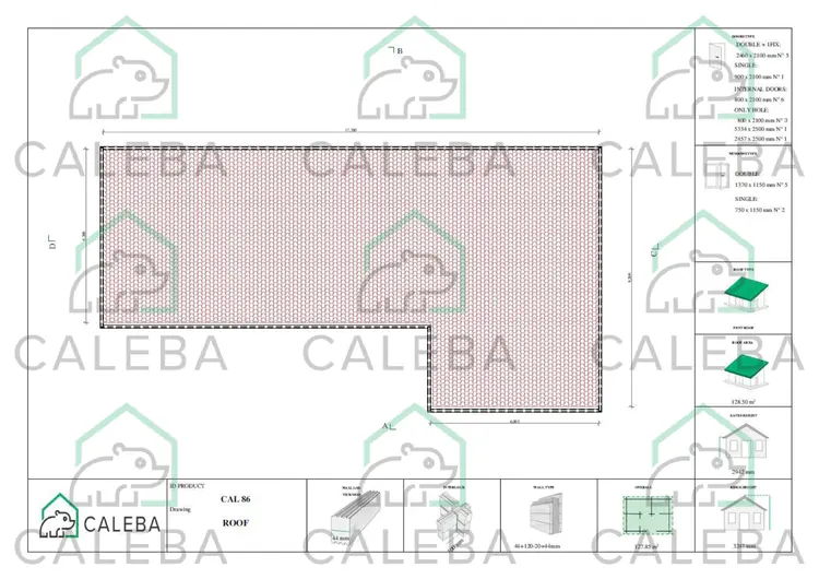 Casa prefabbricata in legno tetto piano CAMELIA, pianta copertura