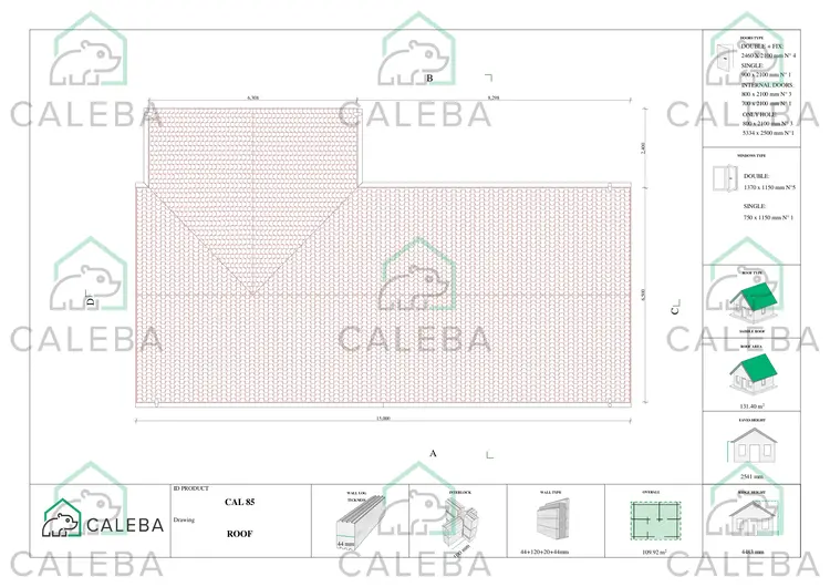 Casa abitabile in legno 95 m² AGNESE, pianta copertura