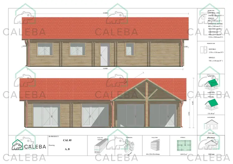 Casa abitabile in legno 95 m² AGNESE, lati A/B